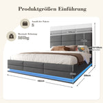 Modern Upholstered Bed 180x200cm Adjustable Headboard USB/LED Hydraulic Storage - Grey Velour