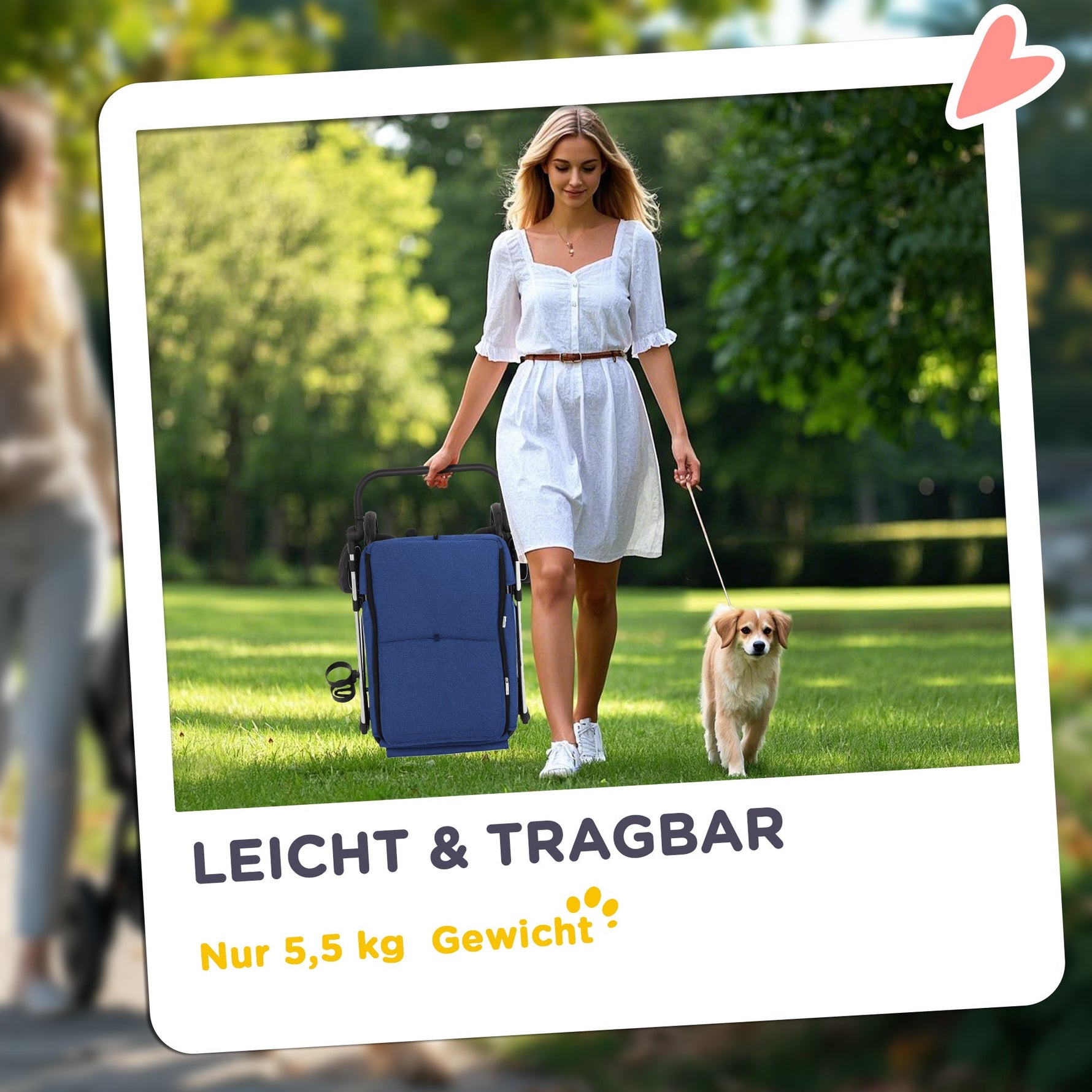 Dog Stroller, Foldable Aluminum, Dark Blue