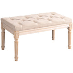 Vintage Upholstered Bench, Hallway with Buttons 120kg Capacity, Linen Look