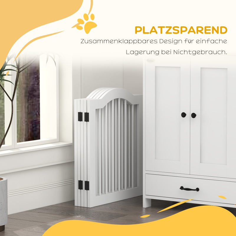 Dog Barrier, 5 Panels, Foldable, Solid Wood/MDF, White