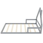 House Bed 90x200cm Flat Bed Simple Design Solid Pine - Grey