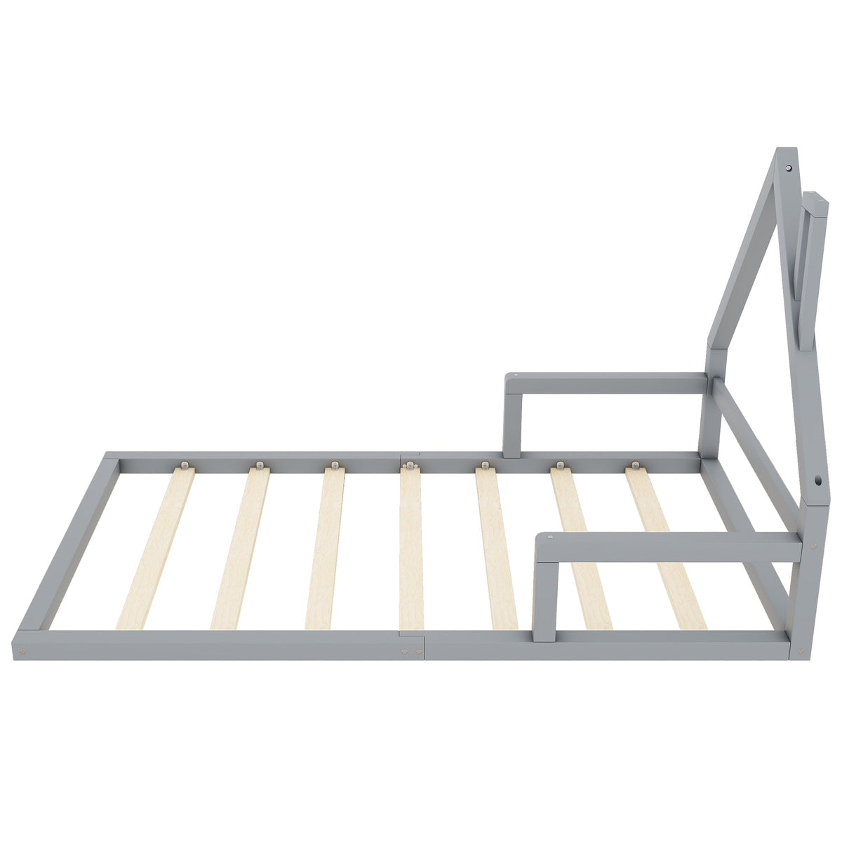 House Bed 90x200cm Flat Bed Simple Design Solid Pine - Grey