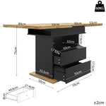 Telescopic Dining Table, Extendable with Storage Shelves for 4-6 People, Black