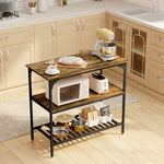Baker's Shelf, 3-Tier Kitchen Shelf, Steel Frame, Rustic Brown+Black