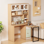 Computer Desk Shelf Cabinet Work Desk 180cm, White Natural