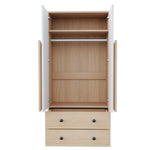 Wardrobe 70x40x170cm Double Door Design Drawers Storage, Wood Color/White