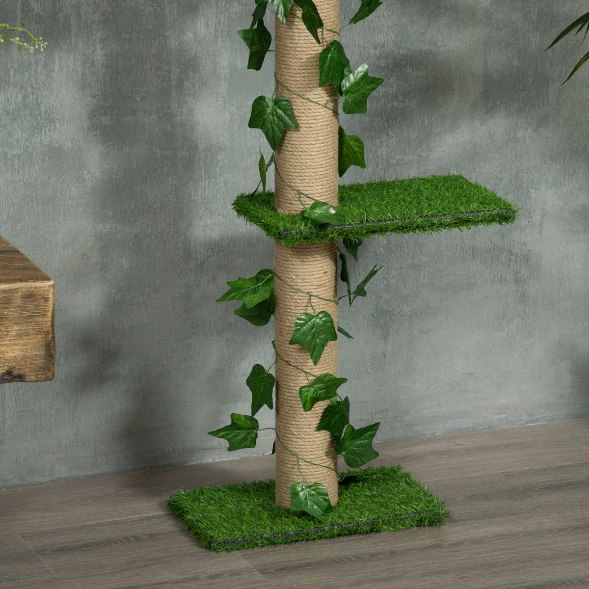 Cat Tree, Height Adjustable Jute, Green and Yellow