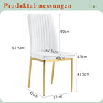 Fashionable Dining Chair 4-Piece Set with Golden Metal Legs, White PU Leather