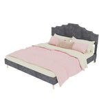 Modern Minimalist Soft Bed 160x200cm with Mattress, Gray