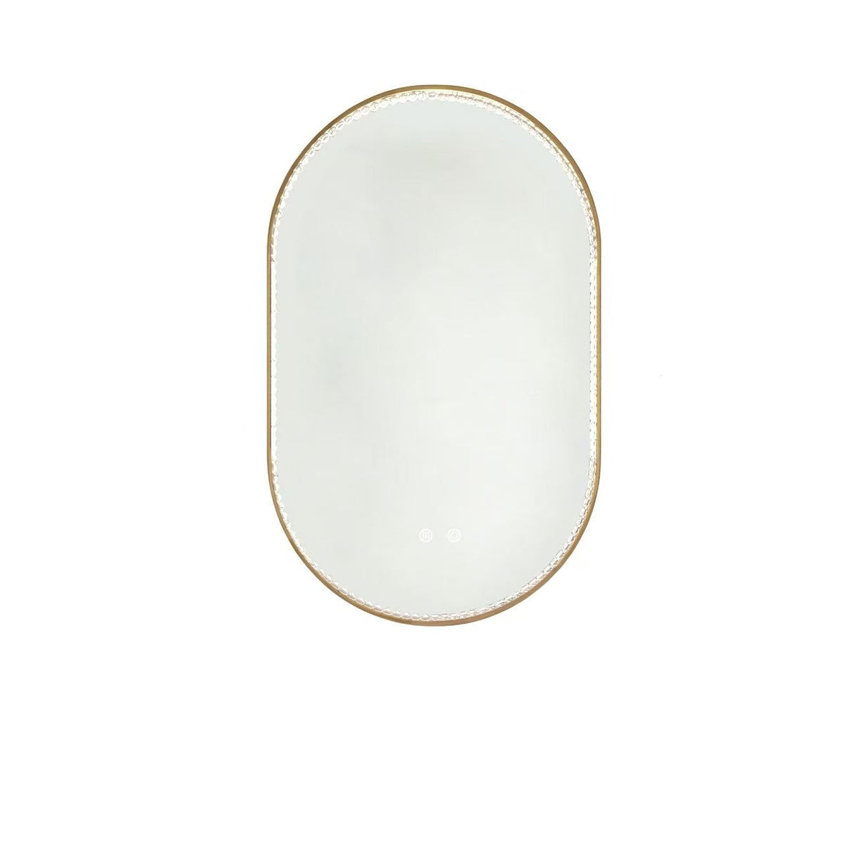 Oval Bathroom Mirror 50x80cm LED Anti-Fog Brushed Gold Frame