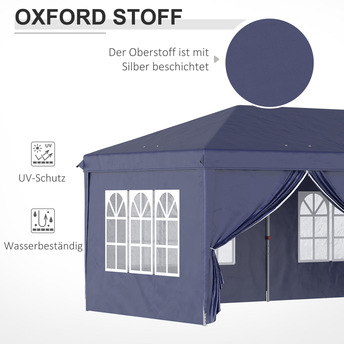 Folding Pavilion 5.85x2.95m UV Protection Side Walls Steel, Blue