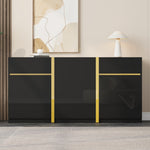 Luxurious Sideboard with 3 Doors and 2 Drawers, High-Gloss Lacquer Finish