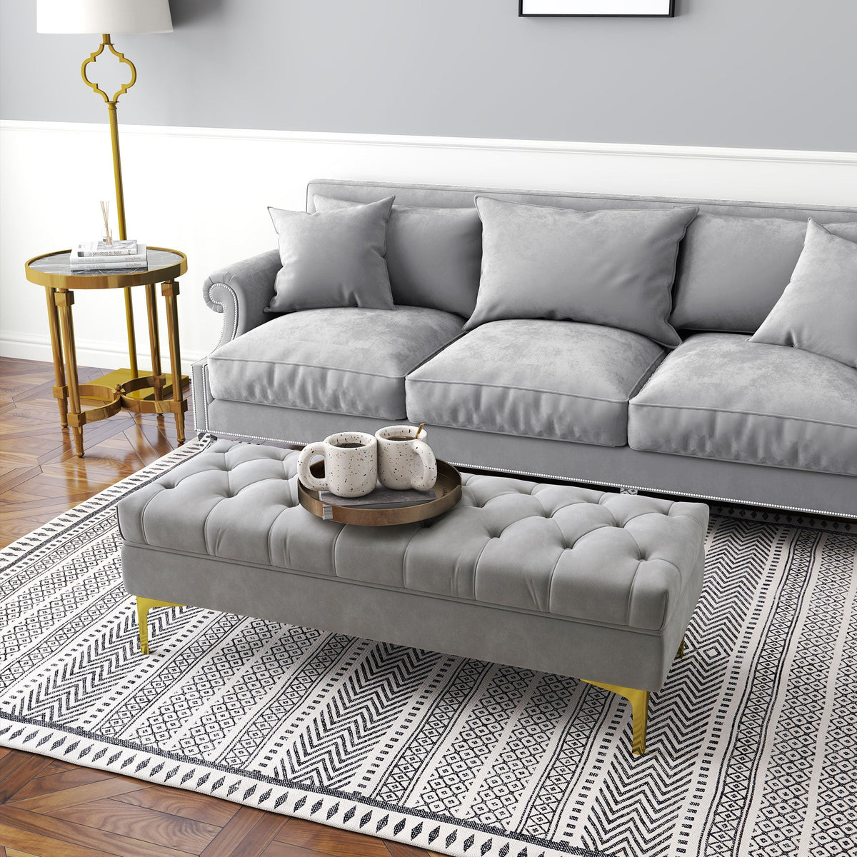 Bench/Bed/Shoe Bench with Raised Legs 118x45x42cm Velvet Light Grey