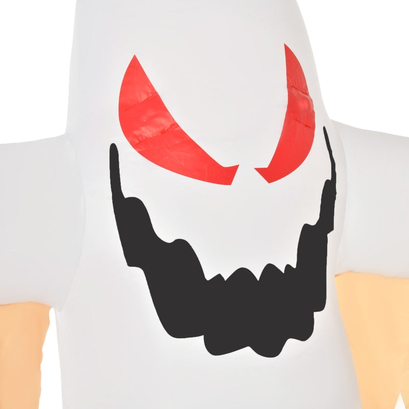 Halloween Inflatable Ghost, 2.4m, LEDs IP44 Self-Inflating, Polyester White + Red