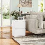 Bedside Table, 2 Drawers Storage Nightstand, White