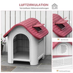 Outdoor Dog Kennel with Roof Hatch, Gate, Air Circulation, Red