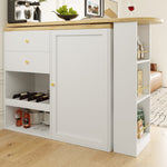 Rotating Bar Table 2 Drawers Sliding Cabinet Open Storage