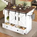 Kitchen Trolley Cart with Folding Table 3 Drawers & 2 Cabinet Doors