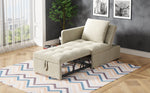 3-in-1 Multifunctional Sofa Bed, Space-Saving Sleeper with Linen Fabric, Grey/Beige