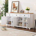 Sideboard Cabinet Buffet Storage Set, 160L x 35W x 76H cm, Modern and Simple White MDF