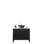 76cm Bathroom Vanity Unit with Stone Pattern Basin and Sintered Stone Countertop, Black