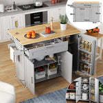Mobile Kitchen Table Folding Top Storage Wheels - Oak Grain