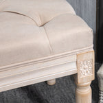 Vintage Upholstered Bench, Hallway with Buttons 120kg Capacity, Linen Look