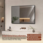 Bathroom Mirror 60x80 cm, HD Wall Mount, Black Aluminum Frame