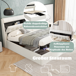 Upholstered Bed 160x200cm Hydraulic & Concealed Headboard Storage PU - White