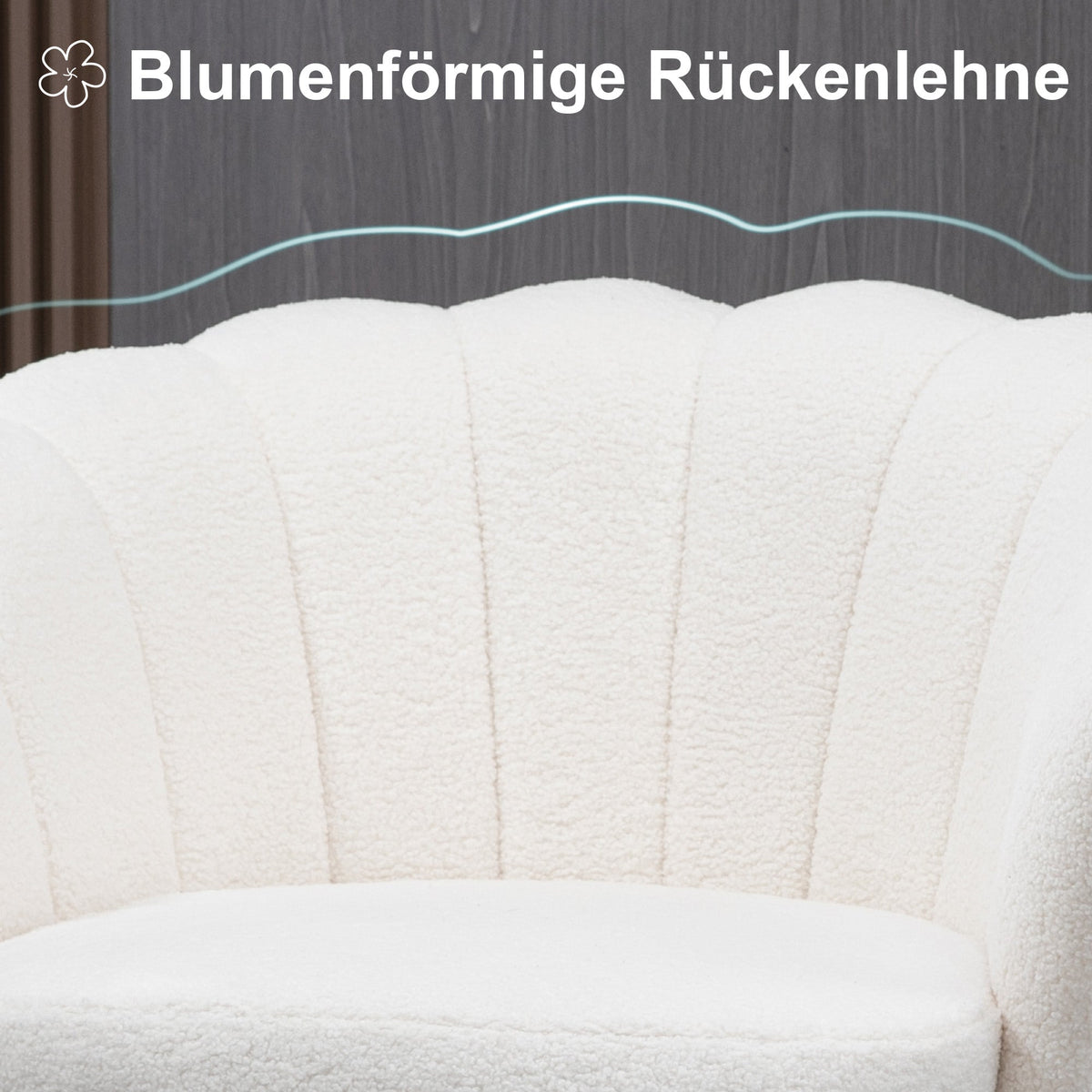 Armchair, Upholstered Shell-Shaped Recliner, Fleece, White