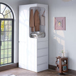 Wardrobe with Drawers and Open Storage, 70x40x170cm, White