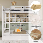 Bunk Bed 90x200 with Drawers & Storage Shelf, White Pine