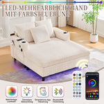 Chaise Longue Recliner with Cupholders, USB, LED Lighting, Soft