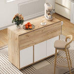 Modern Serving Trolley with 360° Swivel Casters and Storage, White and Wood