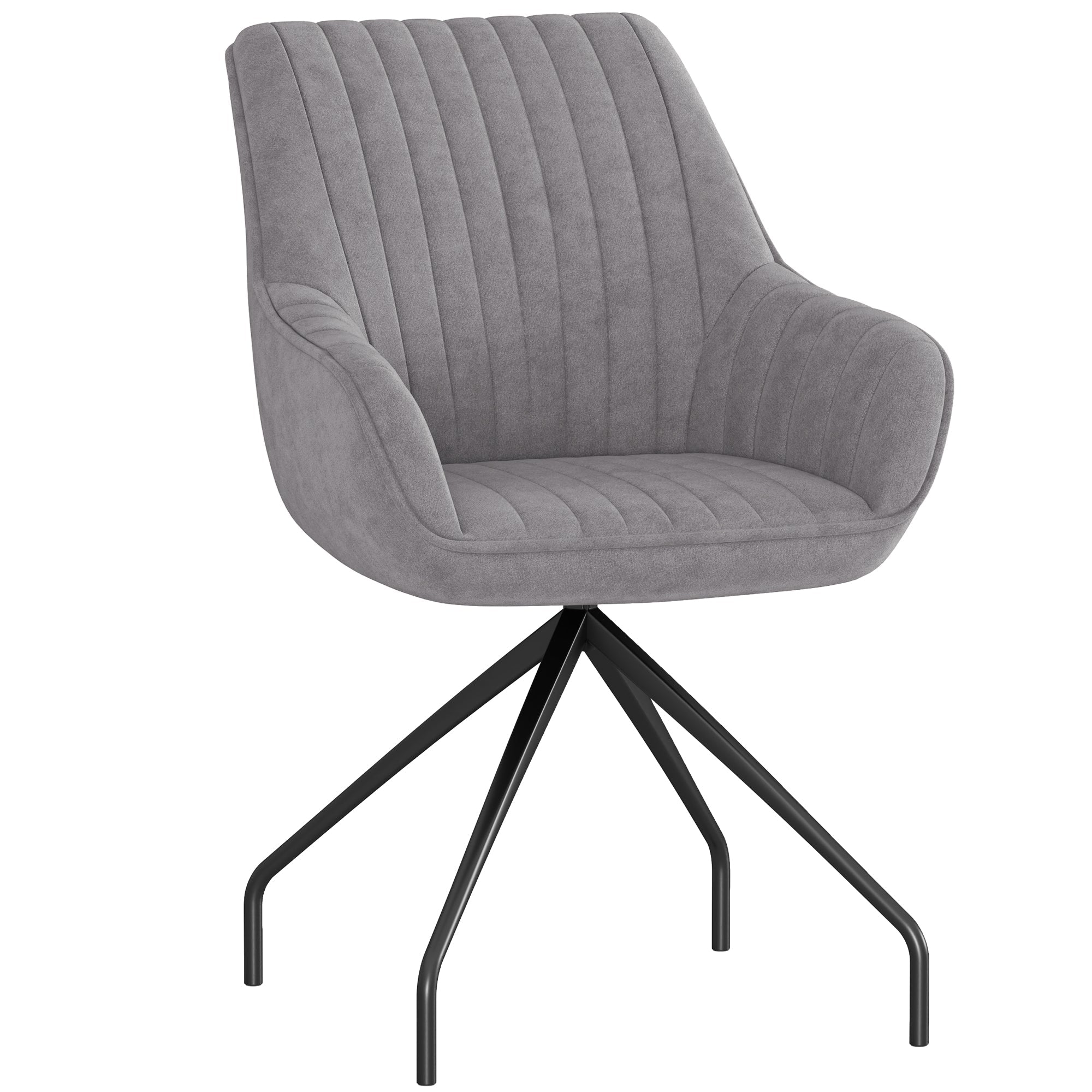 Swivel Lounge Chair, Armrests Metal Legs, Dark Grey Velvet