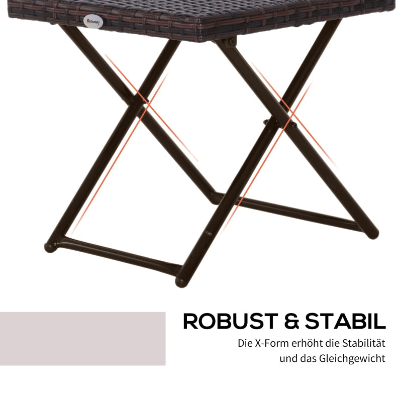 Garden Table Side Table, Foldable 40x40x40 cm, Polyrattan Metal Brown