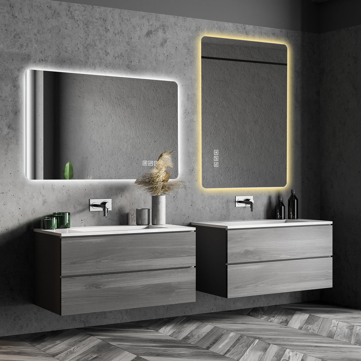 LED Bathroom Mirror 60x100 cm - Backlit Dimmable HD Silver Glass