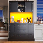 Tall Cabinet 115x180cm with LED App Control & Music, 4 Doors 5 Drawers Display Storage, Black