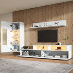 3-Piece TV Wall Unit Set with LED Lighting and High-Gloss Finish, White