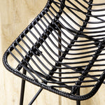 Bar Stools, Set of 2, Footrest, Bistro, Steel Black