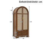 Modern Wardrobe with Curved Doors, Clothes Rail and Drawers, Walnut MDF