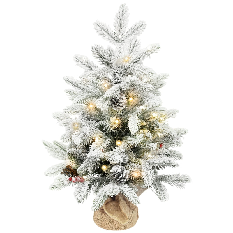 Mini Christmas Tree 60cm with 35 LED Lights & Snow, White