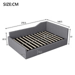 Upholstered Daybed with Underbed Storage, 140x200 cm, Grey