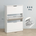 Shoe Cabinet with 3 Doors, Narrow, White