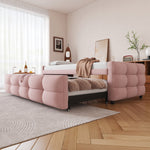Upholstered Extendable Sofa Bed with Slatted Base, 90/180x190cm, Pink Teddy Velvet