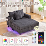 Chaise Lounge Chair, Soft Spacious w/ Cup Holders USB LED Lighting