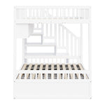 Wooden Bunk Bed 140x200cm with Hydraulic Storage & Stairs, White