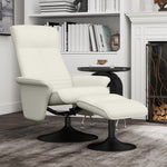 Reclining Armchair with Footstool, Swivel Lounge TV Chair, 150kg Capacity, Microfiber Fabric, Cream White