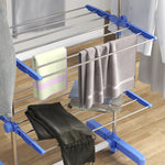 Clothes Airer, 2 Levels Foldable Standing Dryer, Steel Blue