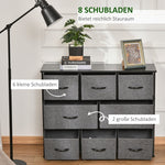 Chest of Drawers, 8 Fabric Drawers, Metal Frame, Dark Gray
